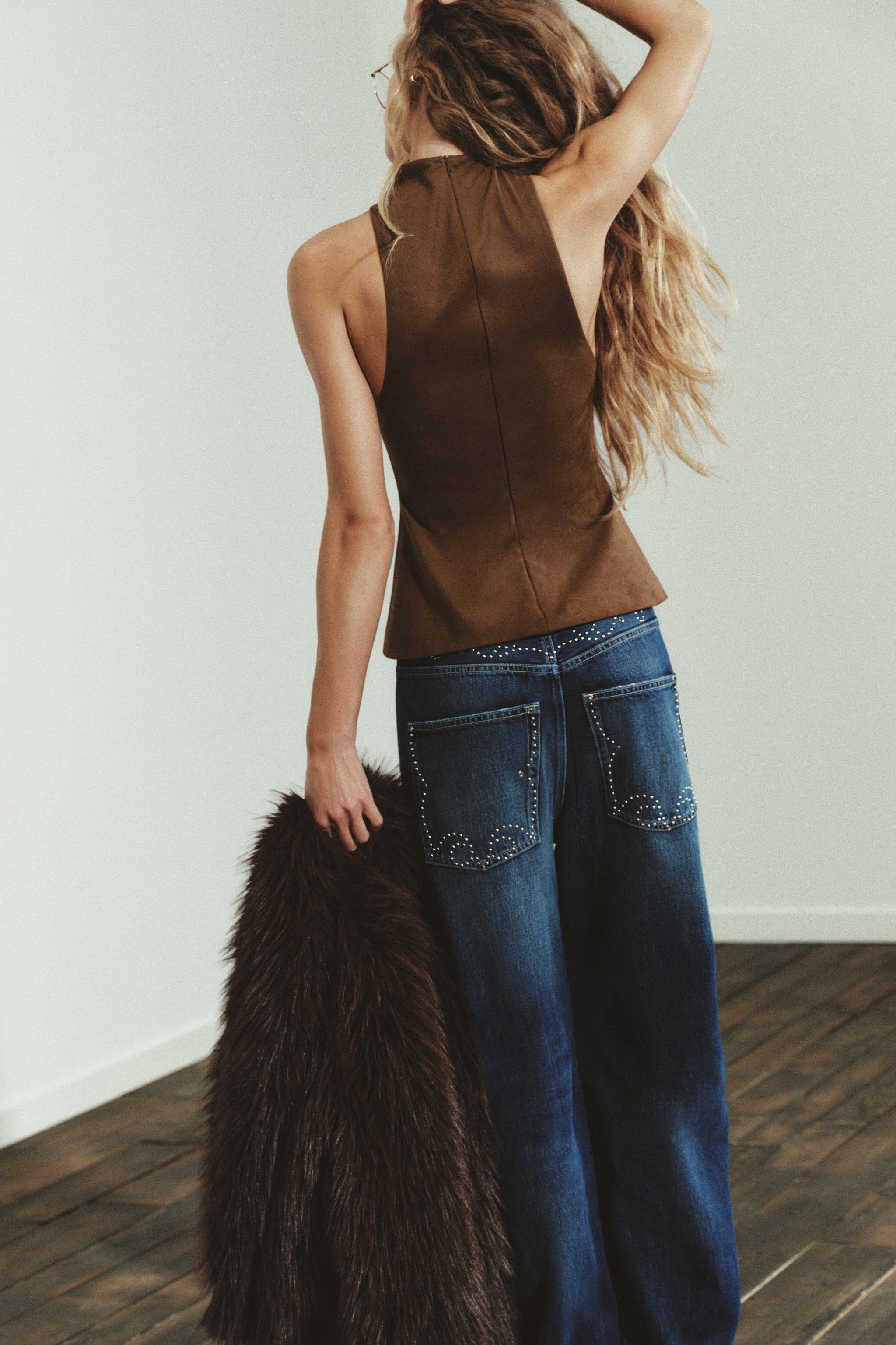FAUX SUEDE TOP